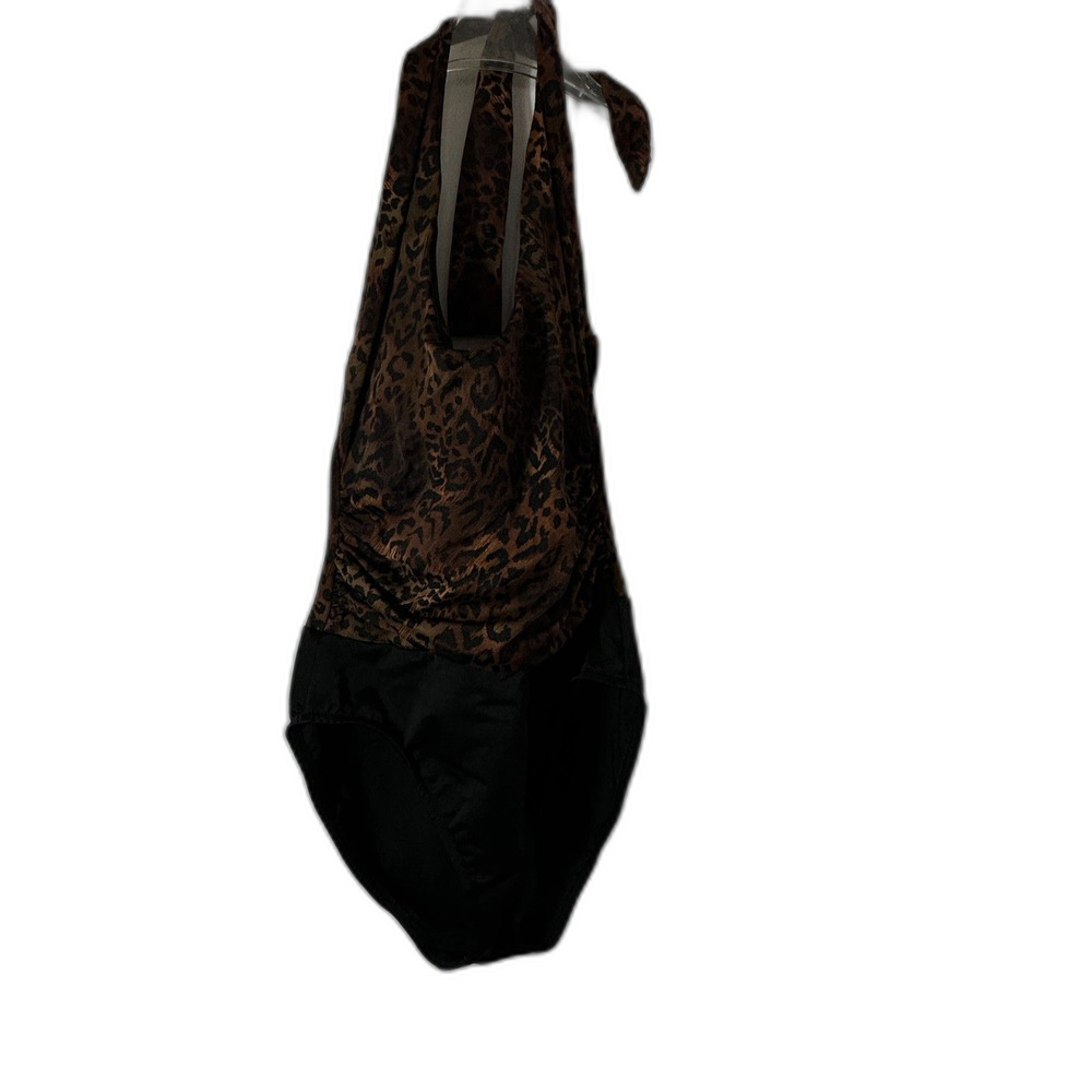 Miraclesuit Leopard Print Halter Type Top with Black Bottoms